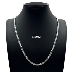 Real 925 SOLID Sterling Silver 3.5mm Miami Cuban Link Chain Necklace 26" inch